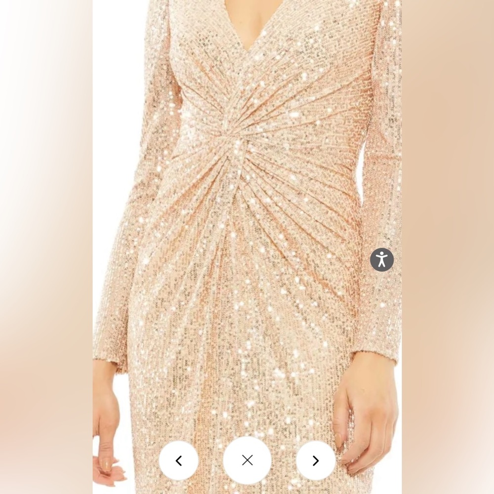 NWOT Mac Duggal Sequins Gown Dress Rose Gold Color Size 10 - Picture 2 of 11